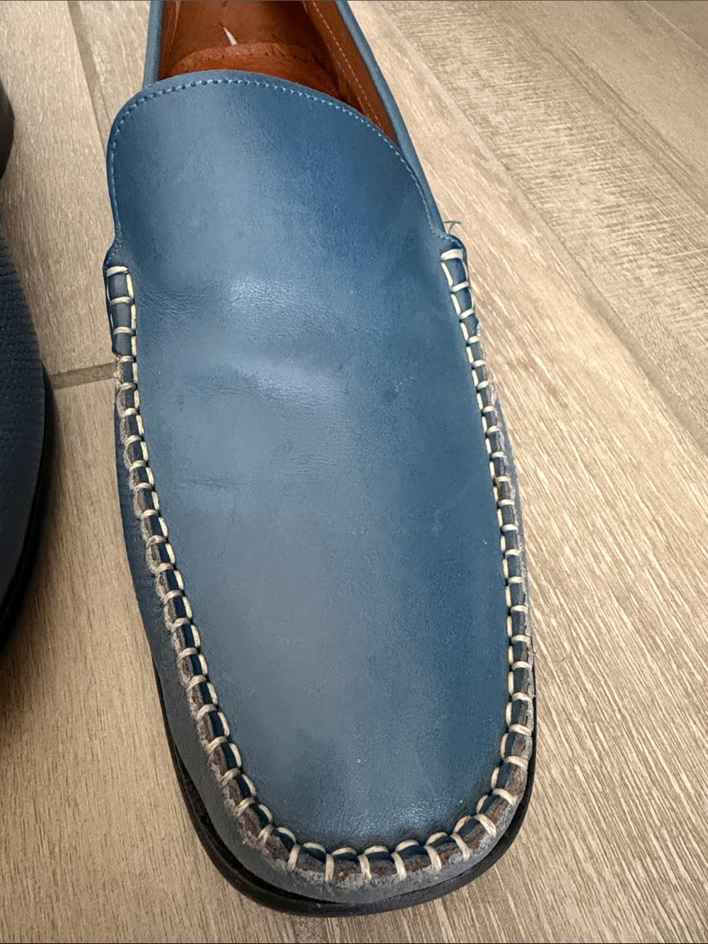 Sandro Moscoloni Blue Leather Slip-On Moccasins - Picture 8 of 11